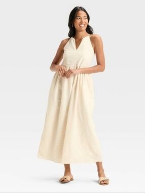 Universal Thread Cream Eyelet Maxi Dress XS